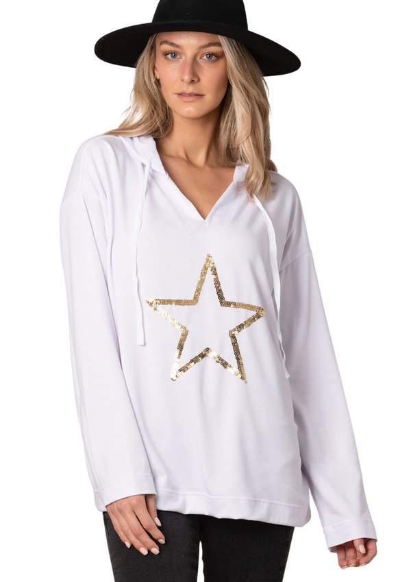 Rihanna Sequin Star Sweat | White